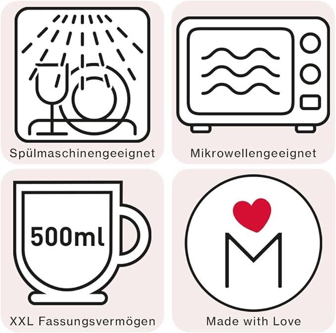 Beker met handvat „Leo” roze-antraciet