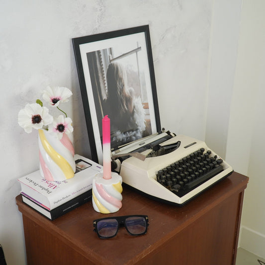 Vase - Marshmellow - Yellow/Pink/White - 10x10x15cm