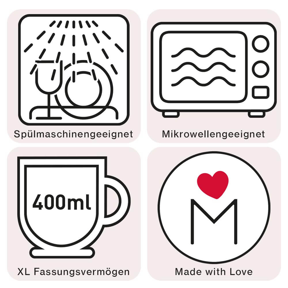 Steengoed beker met oor "Hart" roze