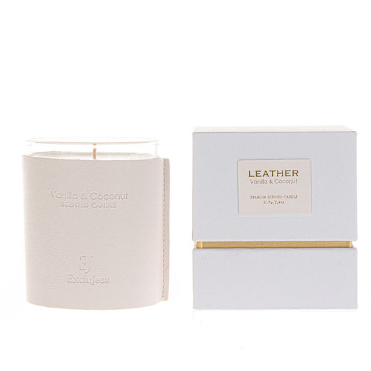 Premium leder geurkaars - Vanilla & Coconut
