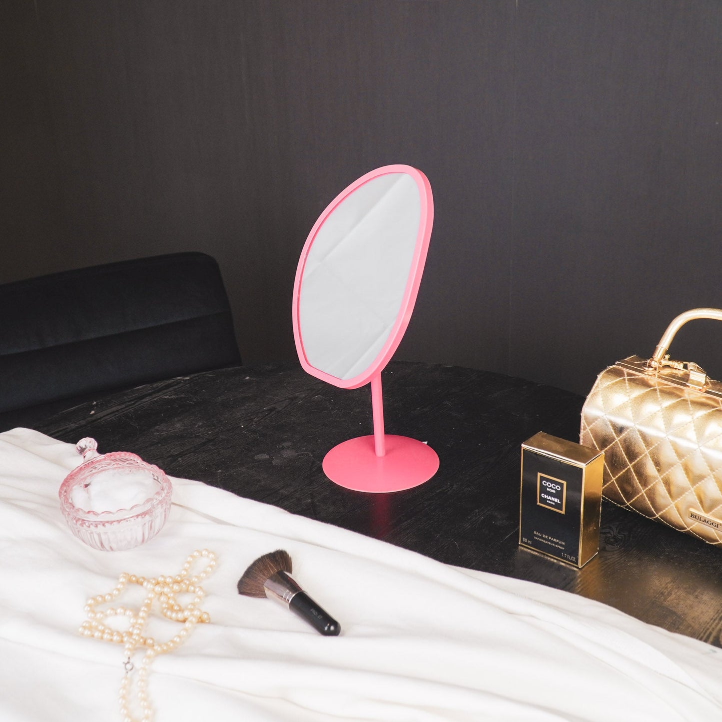 Make up Mirror- Round - Pink - 16,5x12x31,5cm