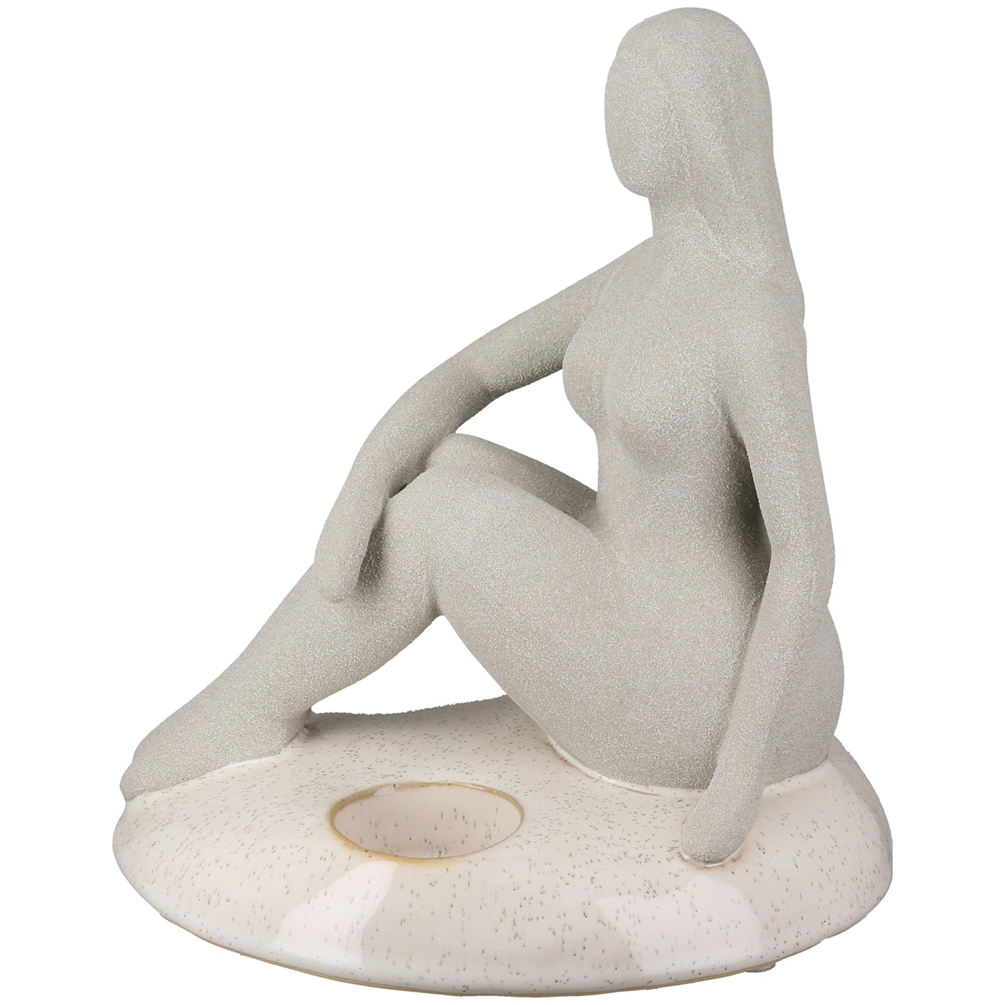 Theelichthouder vrouw steen H. 20 cm