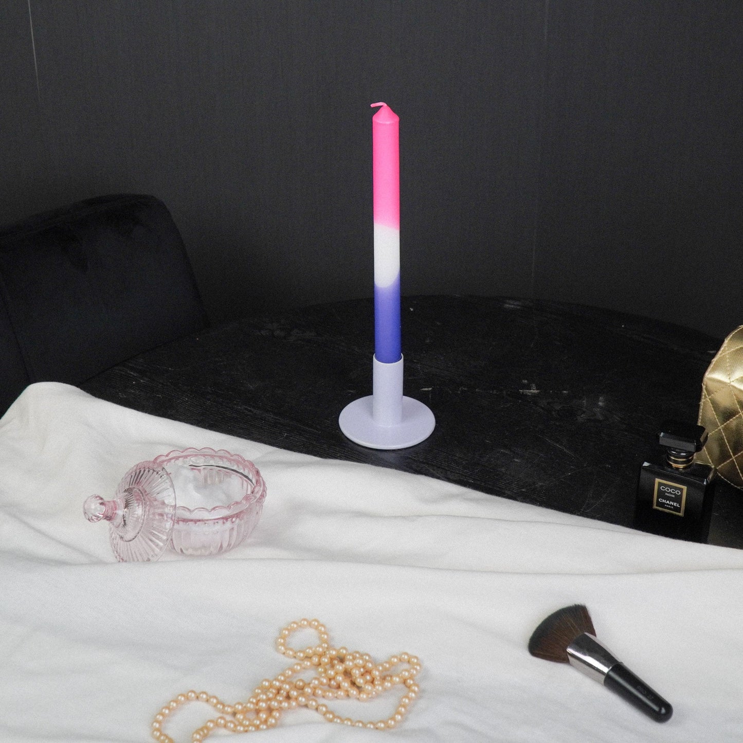 Candleholder - Basic - Metal - Lila - 8x8x6,5cm