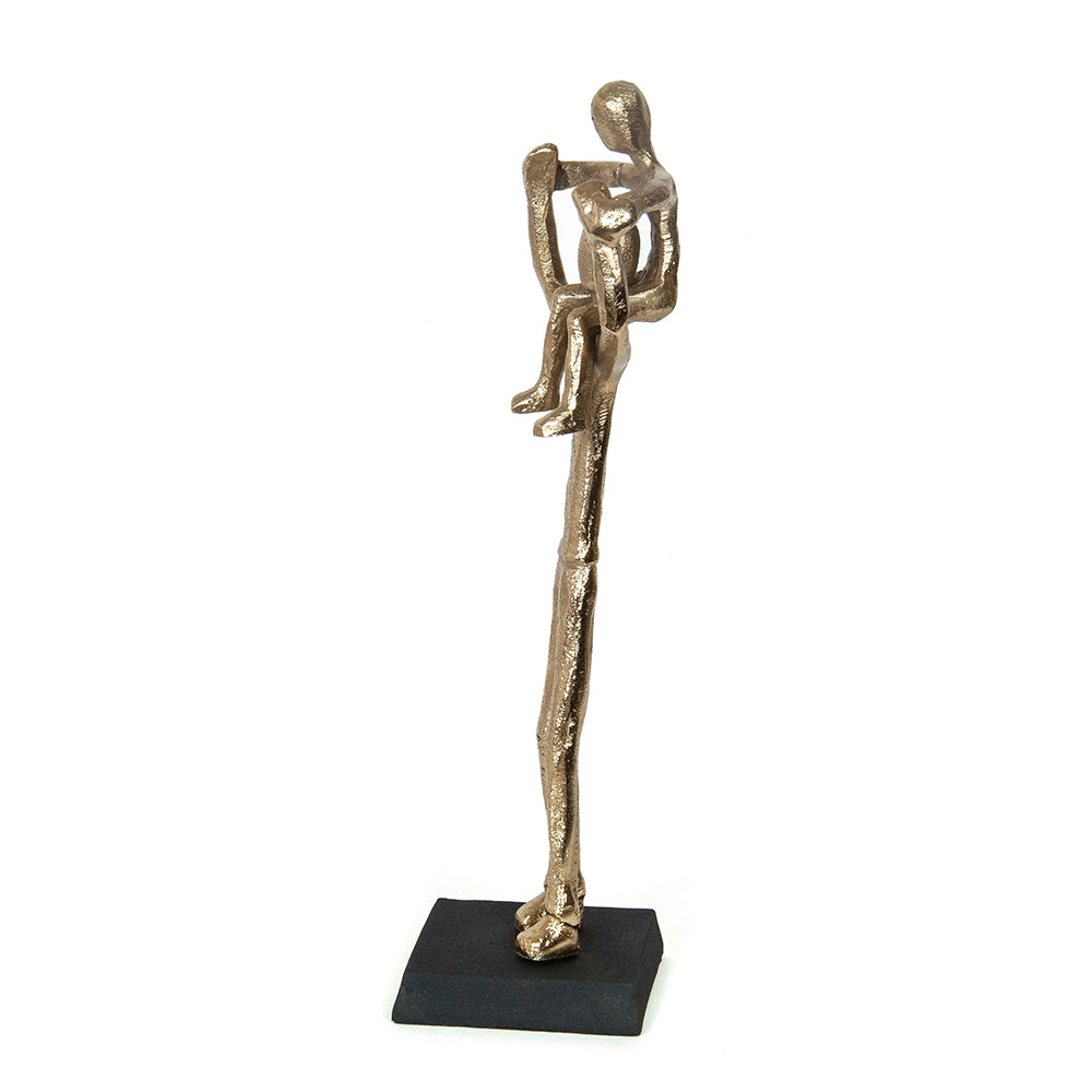 Metal Statue of a Man with Child, 12.5 x 7.5 x 37 cm – DECOSILUET