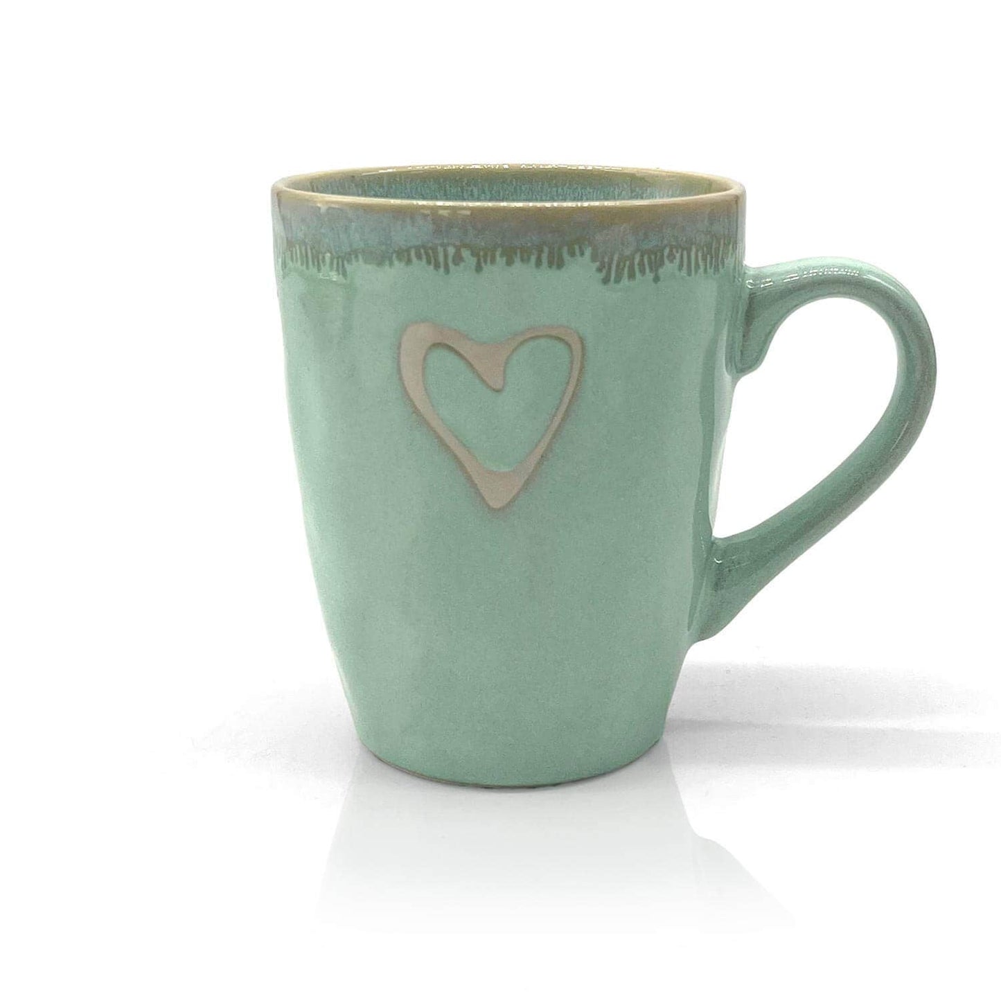 Steengoed beker met oor "Hart" turquoise