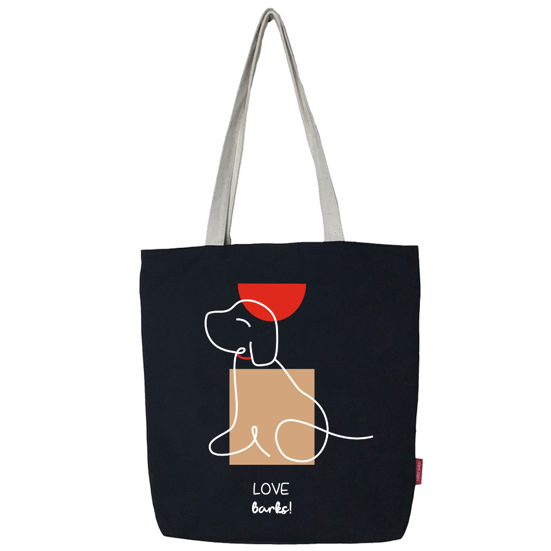 Totebag "LOVE BARKS" Zwart