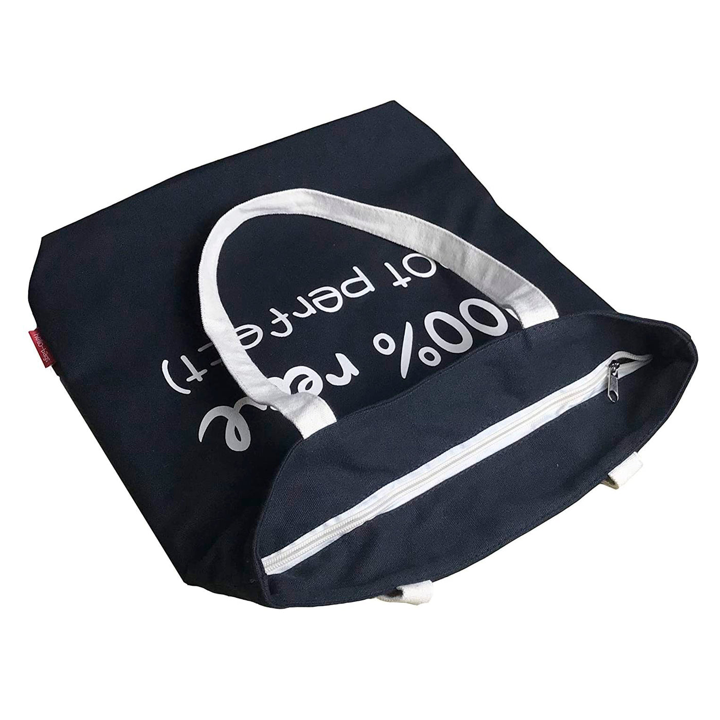 Totebags "100% Real. Not Perfect" Zwart