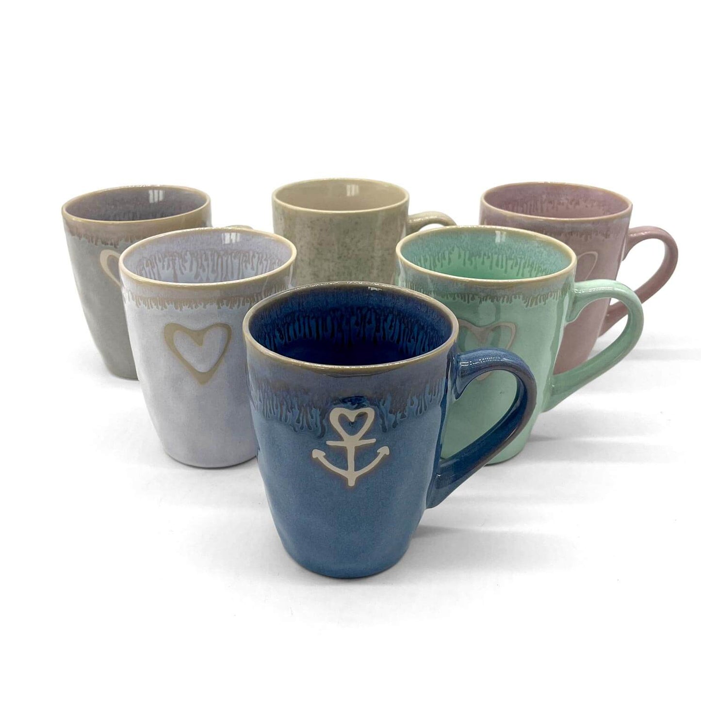 Steengoed beker met oor "Hart" turquoise