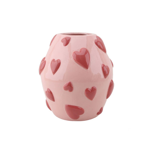 Vase -Flower Vase Hearts - Pink/ Red - 16x16x17,5cm