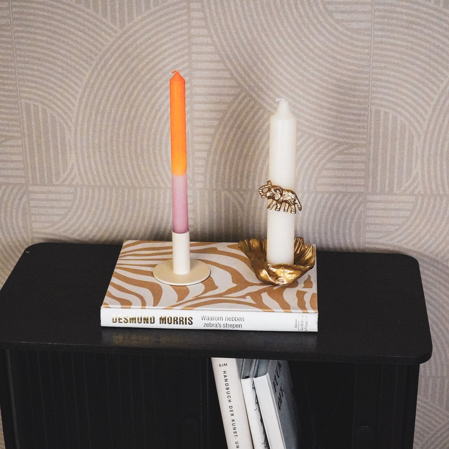 Candleholder - Basic - Metal - Beige - 8x8x6,5cm