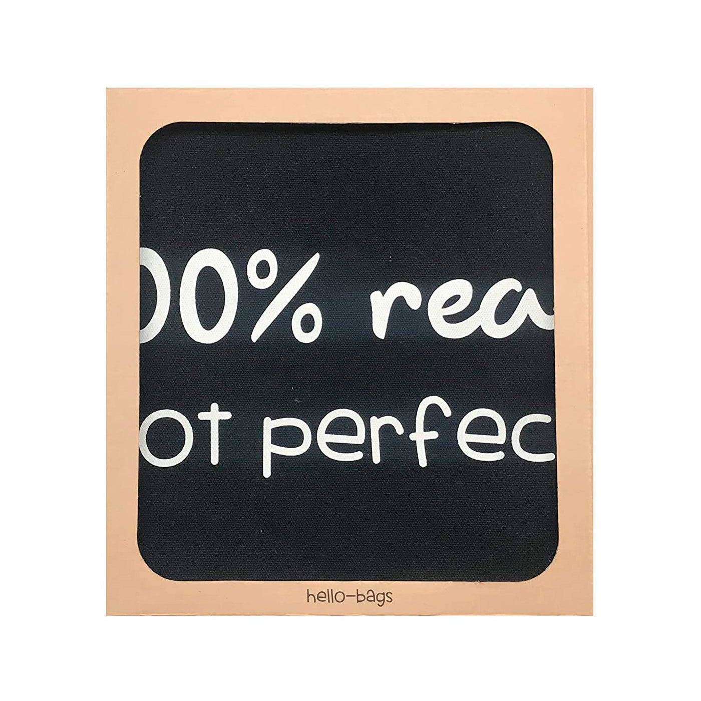 Totebags "100% Real. Not Perfect" Zwart
