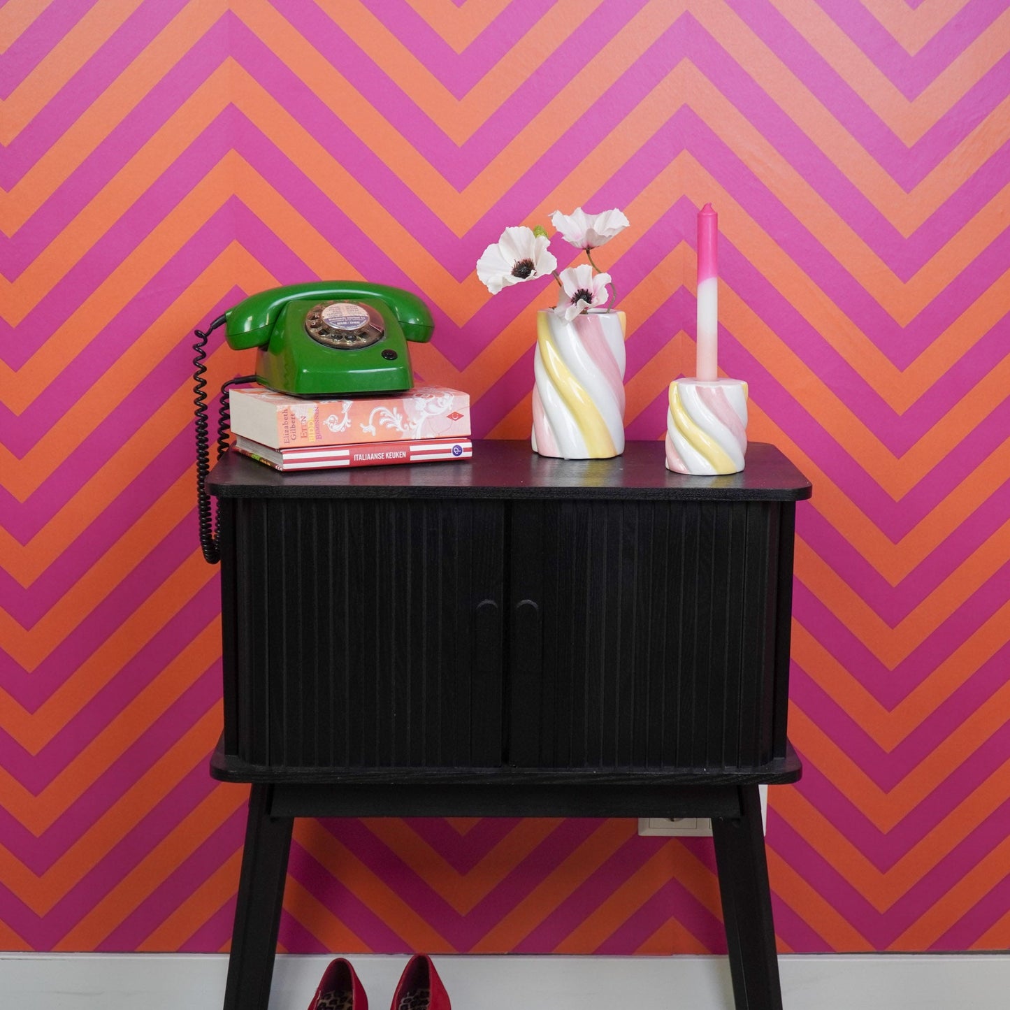 Vase - Marshmellow - Yellow/Pink/White - 10x10x15cm