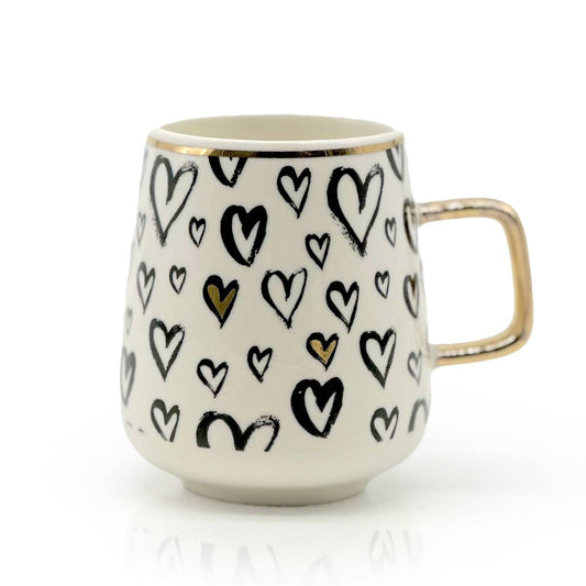 Gouden espressokopje „heart brush strokes”
