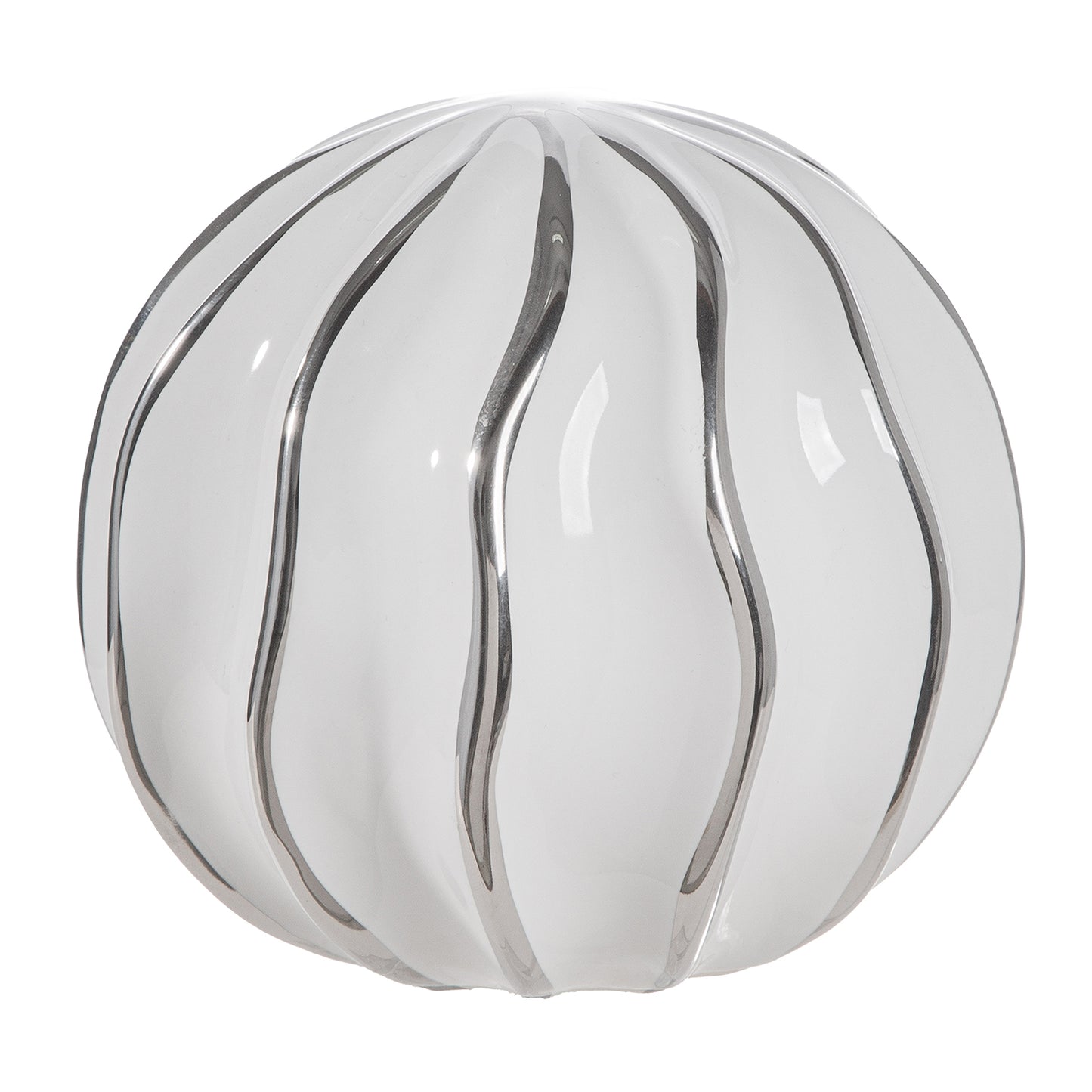 Decoratieve bal wit gestreept H. 11,5 cm