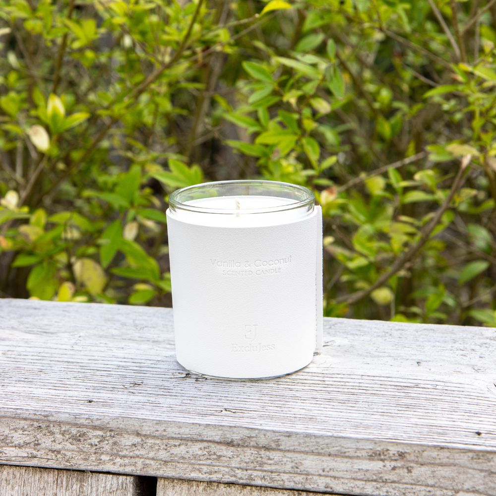 Premium leder geurkaars - Vanilla & Coconut