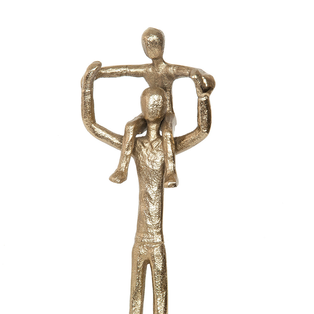 Metal Statue of a Man with Child, 12.5 x 7.5 x 37 cm – DECOSILUET