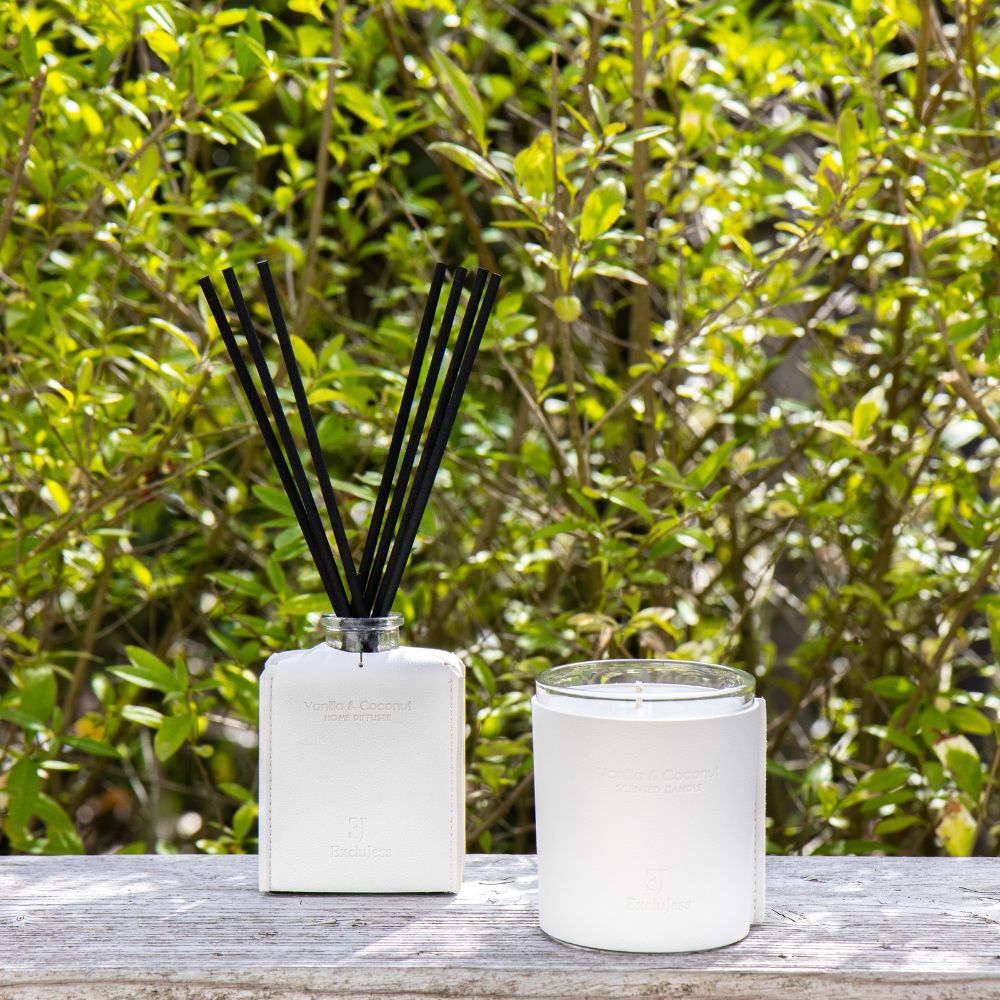 Premium leder geurkaars - Vanilla & Coconut