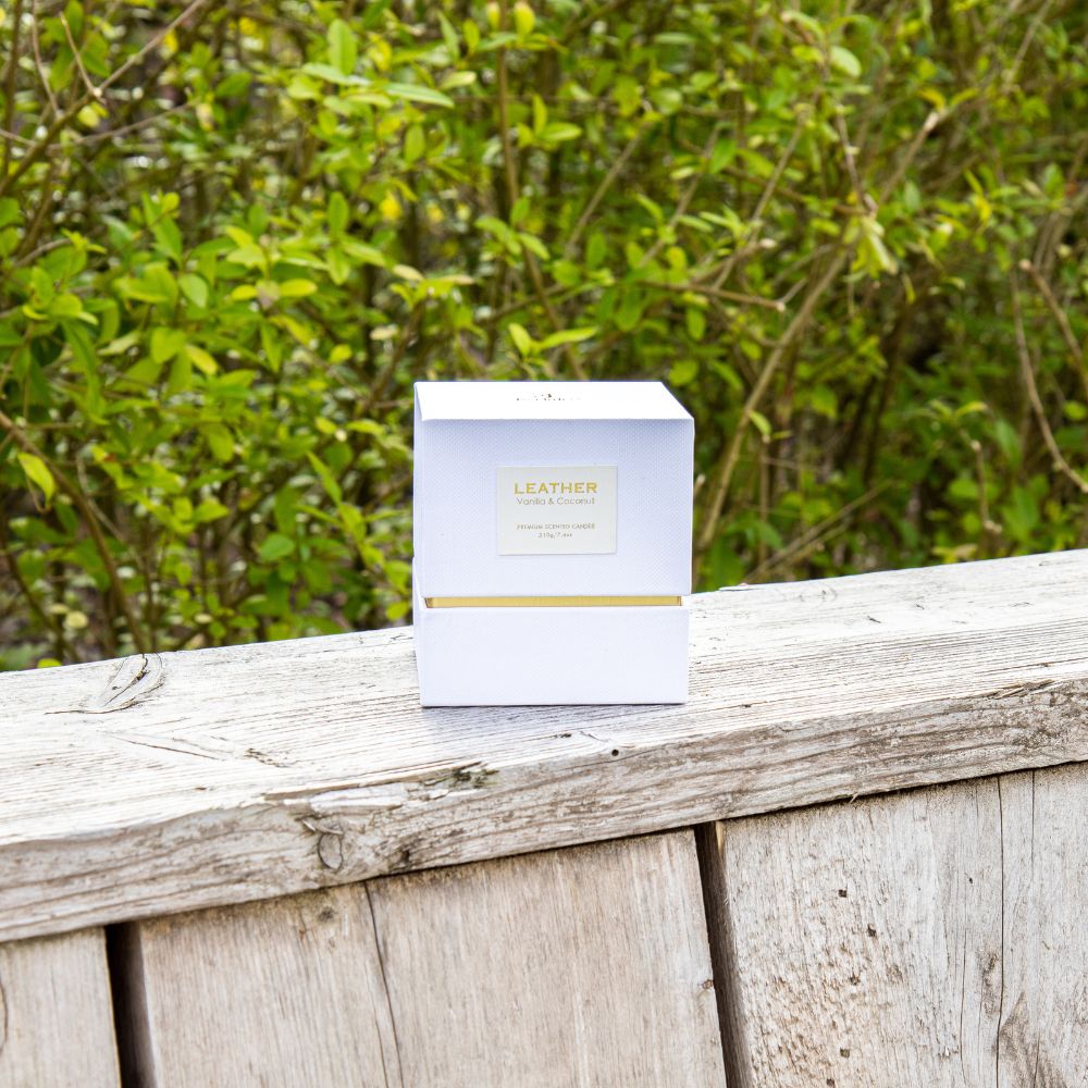 Premium leder geurkaars - Vanilla & Coconut
